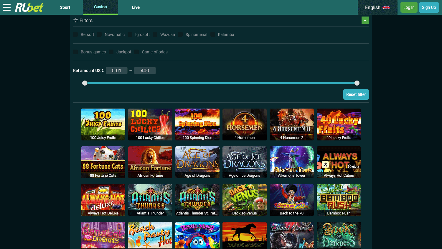 RuBet Casino Desktop screenshot