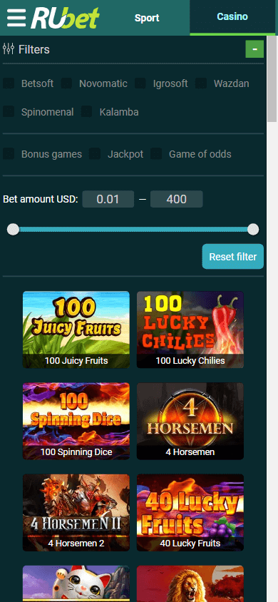 RuBet Casino Mobile screenshot